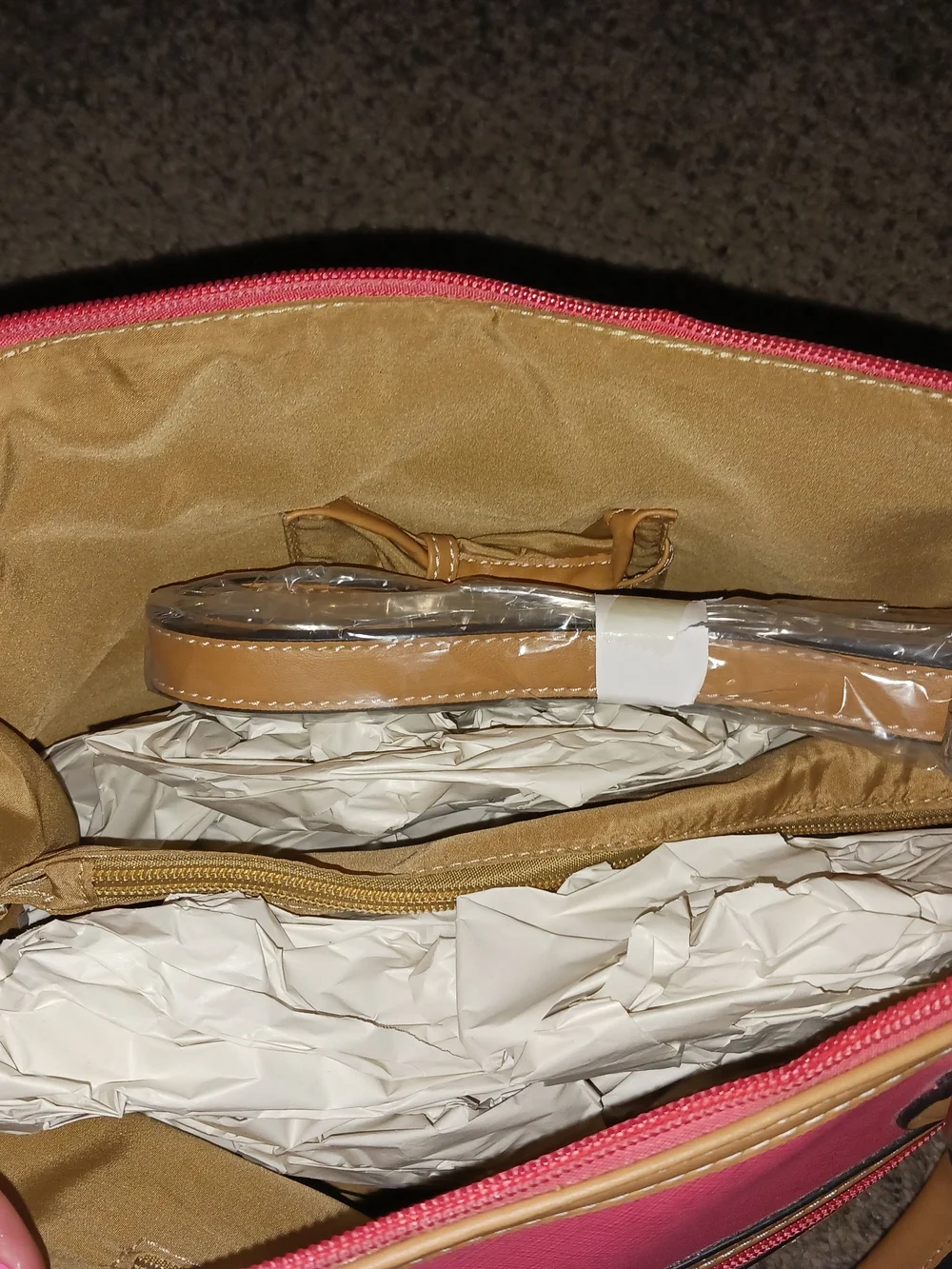 Giani Bernini Pink Satchel with Tan Trim and Logo Accent